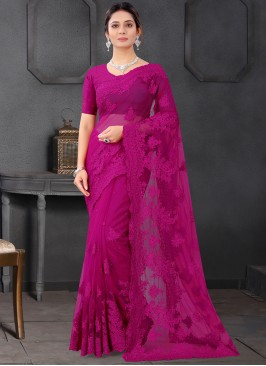 Net Resham Purple Trendy Saree