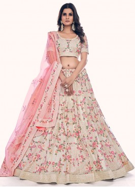 Net Sequins Off White Trendy Lehenga Choli