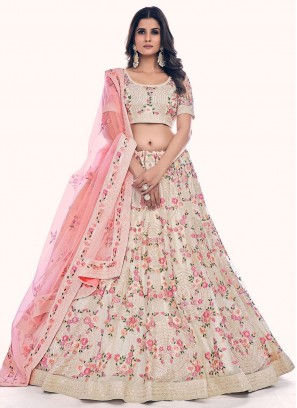 Net Sequins Off White Trendy Lehenga Choli