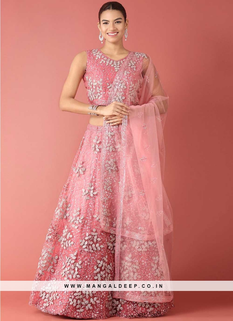 Net Sequins Pink Trendy Lehenga Choli