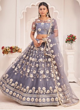 Net Thread Grey Trendy Lehenga Choli