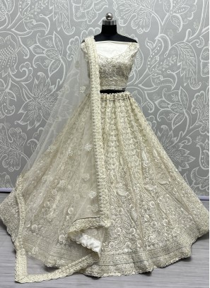 Net Trendy Lehenga Choli in Beige