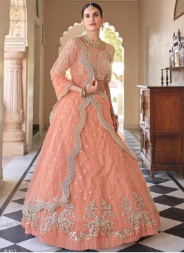 Net Trendy Lehenga Choli in Peach