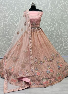 Net Trendy Lehenga Choli in Peach