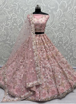 Net Trendy Lehenga Choli in Pink