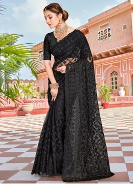 Net Trendy Saree in Black