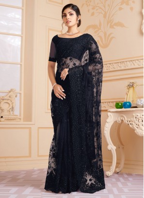 Net Trendy Saree in Black