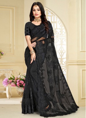 Net Trendy Saree in Black