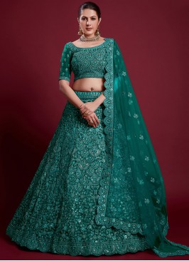 Net Turquoise Trendy Lehenga Choli