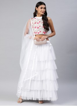 Net White Trendy Lehenga Choli