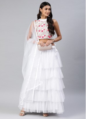 Net White Trendy Lehenga Choli