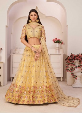 Net Yellow Lehenga Choli
