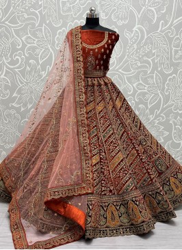 New and Unique Orange Wedding Lehenga Choli with I