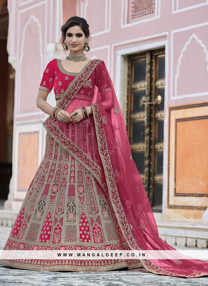 New Pink Color Embroidered Bridal Lehenga