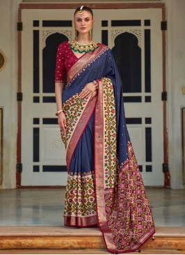 Nice Blue Ceremonial Designer Saree