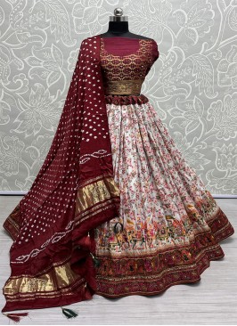 Nice Cotton Maroon Handwork Designer Lehenga Choli