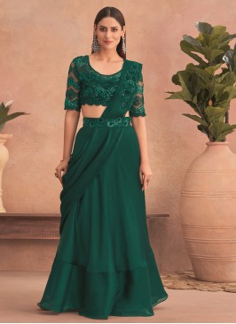 Nice Net Green Ruffle Saree