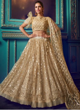 Nice Resham Gold Designer Lehenga Choli