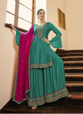 Nice Sea Green Embroidered Designer Pakistani Salwar Suit