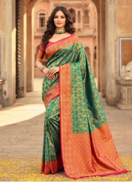 Noble Green Kanjivaram Silk Trendy Saree