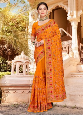 Observable Georgette Embroidered Contemporary Saree