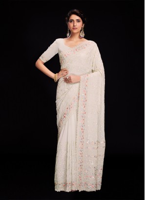 Off White Ceremonial Designer Saree
