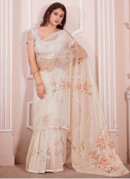 Off White Ceremonial Trendy Saree