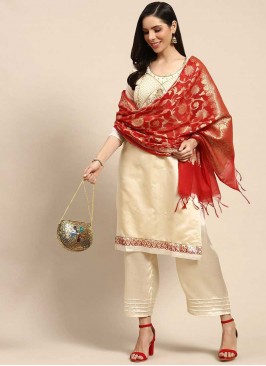 Off White Color Chanderi Salwar Suit