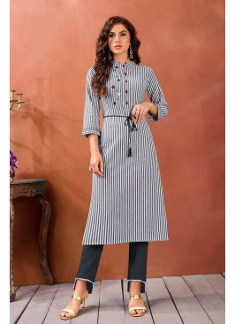 Off White Color Cotton Fancy Kurti