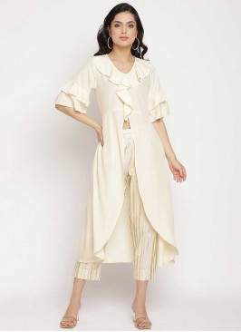 Off White Color Crepe Kurti Set