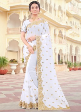 Off White Color Designer Traditional Saree