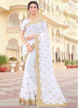 Off White Color Designer Traditional Saree