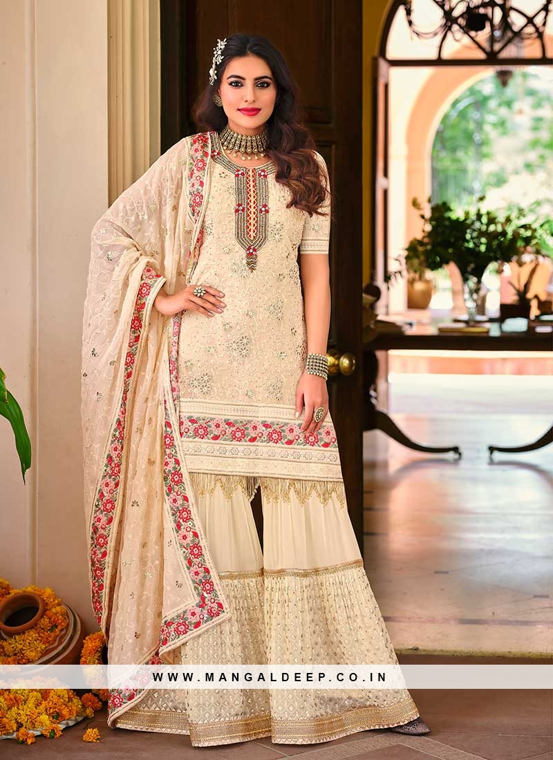 Off white color frock sales suit