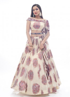 Off White Color Jacquard Lehenga Choli