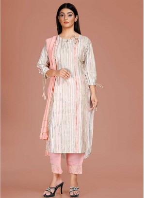 Off White Color Polyster Kurti Pant