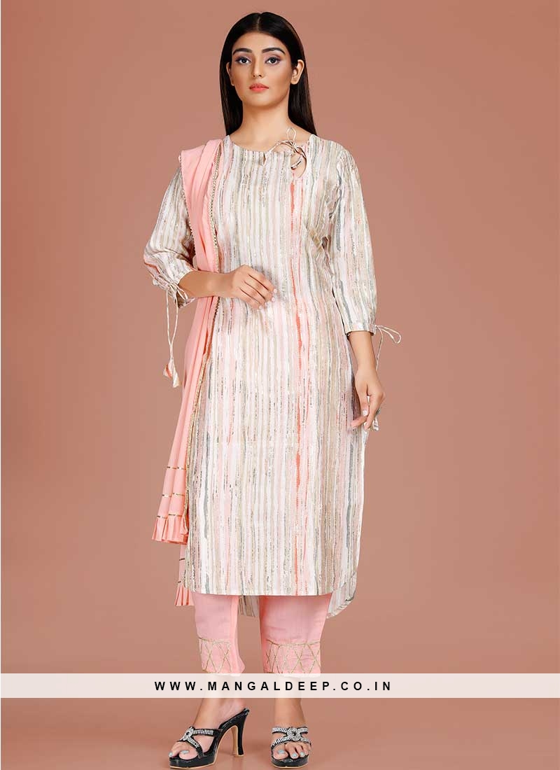 Printed White Color Kurti In Cotton Fabric - Zakarto