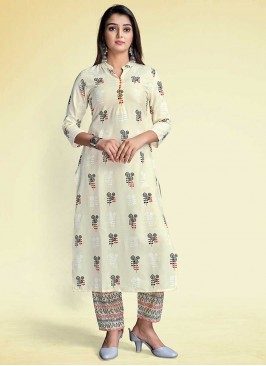 Off White Color Rayon Kurta Sets