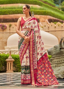 Off White Color Silk Fancy Patola Saree