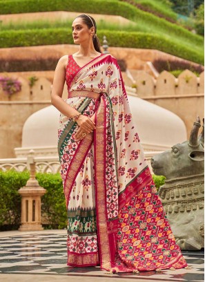 Off White Color Silk Fancy Patola Saree