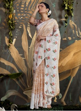 Off White Color Trendy Saree