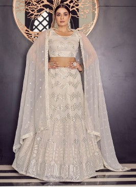 Off White Georgette Thread Lehenga Choli