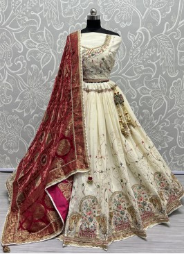 Off White Mehndi Lehenga Choli