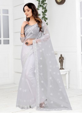 Off White Net Classic Designer Saree