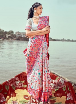 Off White Pashmina Contemporary Saree