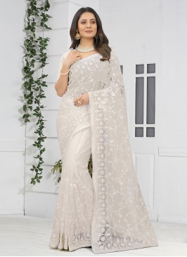 Off White Stone Contemporary Saree