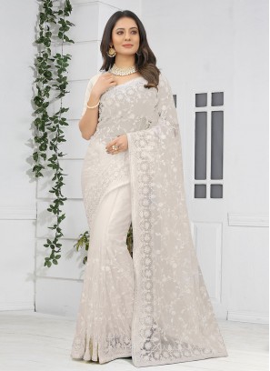 Off White Stone Contemporary Saree