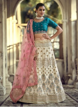 Off White Stone Designer Lehenga Choli