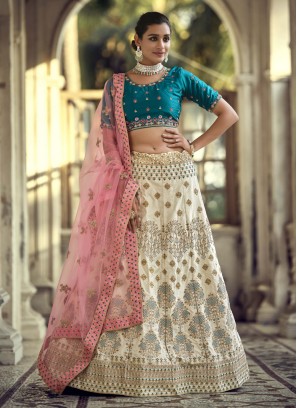 Off White Stone Designer Lehenga Choli