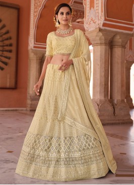 Off White Thread Festival A Line Lehenga Choli