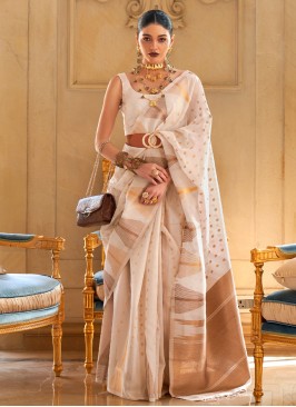 Off White Zari Tissue Saree